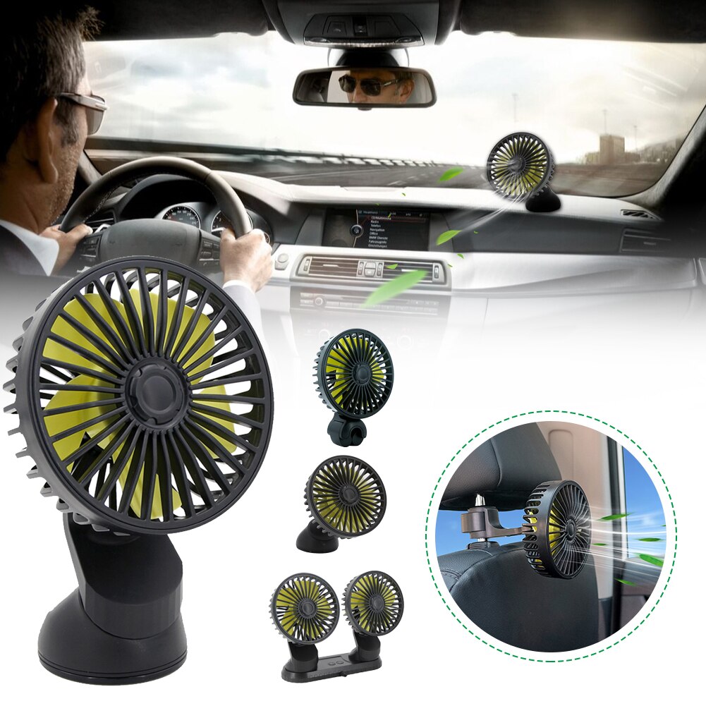 Hoofdsteun 360 Graden Alle-Ronde Verstelbare Car Auto Air Cooling Dual Head Fan W/5 Blades Auto auto Cooler Ventilator Auto Fan