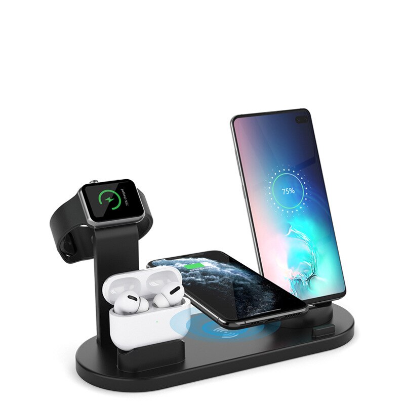 3 in 1 Schnelle Drahtlose Ladegerät Induktion Ladestation für IPhone Huawei Xiaomi Samsung Ladung Dock Bahnhof für Apfel Uhr: schwarz