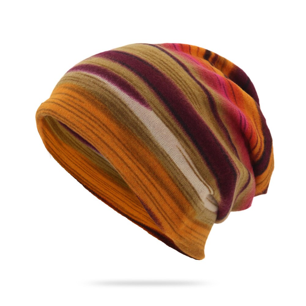 frühling Neue Gestreiften Beanies Für Männer unisex Sommer Dünne Gestrickte Mütze männer Multifunktions Sicherungs Kappe Hüte Für Männliche kopftuch: Orange