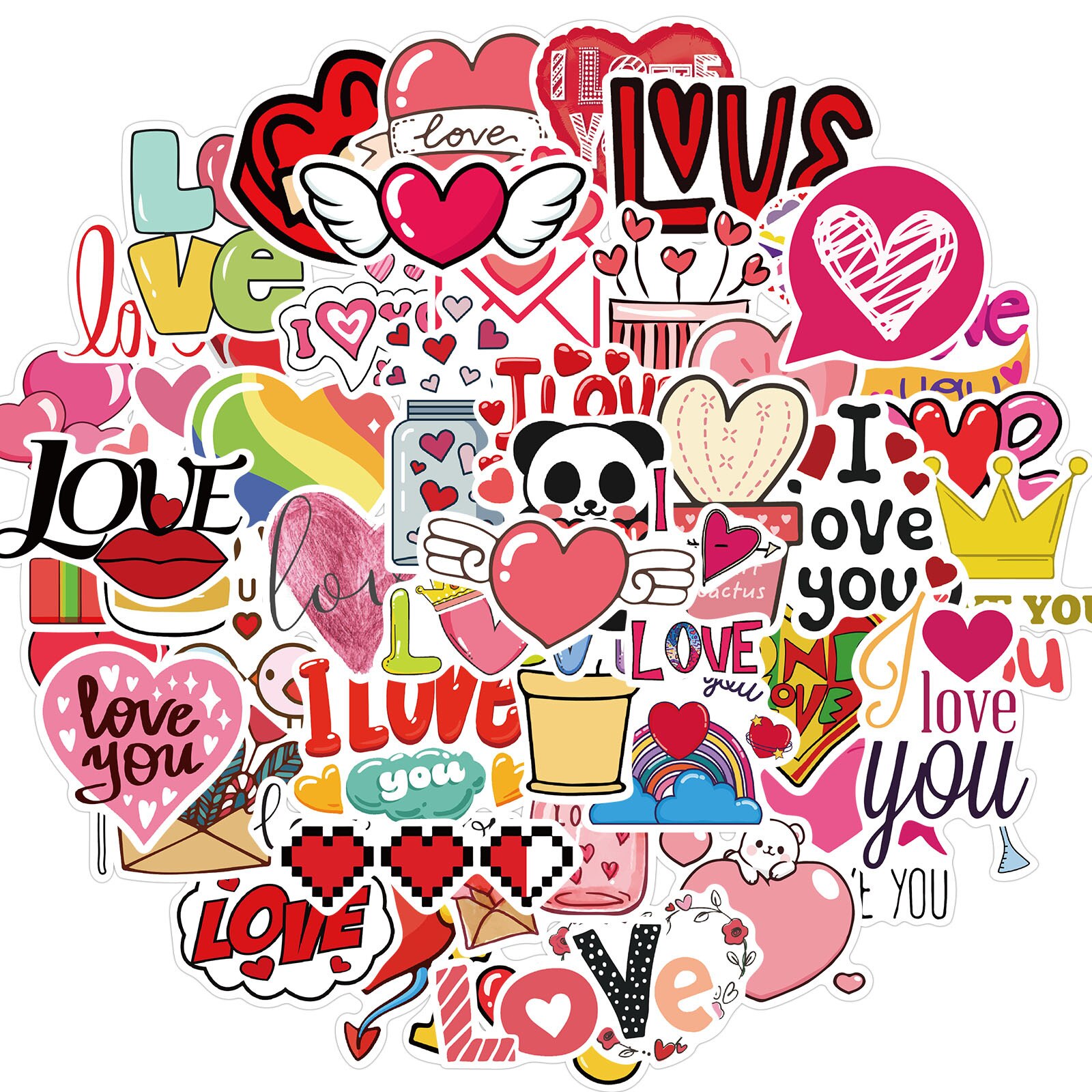 10/30/50Pcs Valentijnsdag Roze Liefde Graffiti Koffer Notebook Mobiele Telefoon Skateboard Kinderen Waterdichte sticker