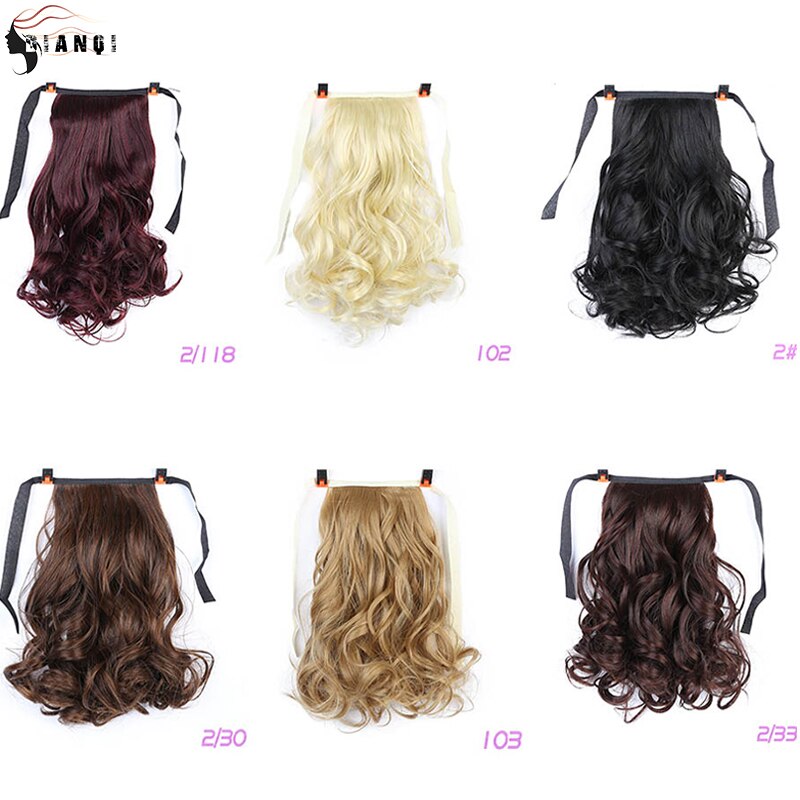 Dianqi kort lockigt hår naturligt svansklämma i syntetiskt värmebeständigt hästsvanshårförlängningar för kvinnor