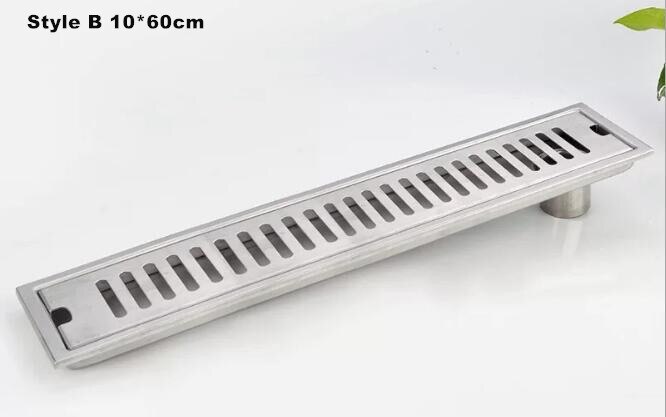 10x40cm Large Modern Brass Grille shape Bathroom Floor Waste Grate Shower Drain Drainer Bathroom Sanitary Floor Drain 58089: Chrome
