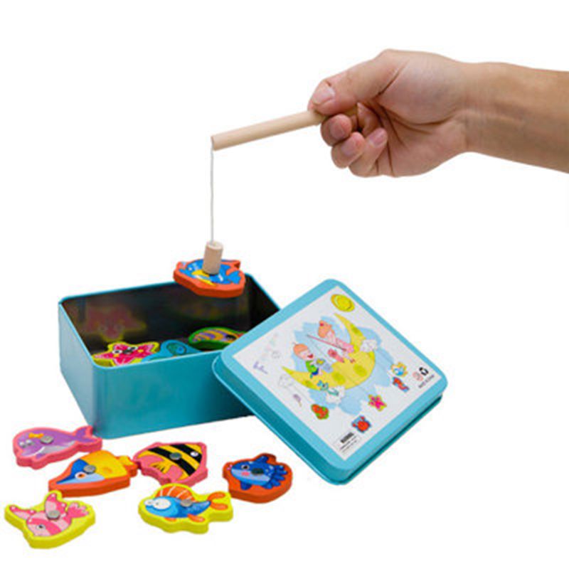 Fishing Toy Wooden Toys Magnetic Games Wooden Magnetic Fishing Toy Toys Outdoor Funny Cognition Magnetic Toys Boys Girl