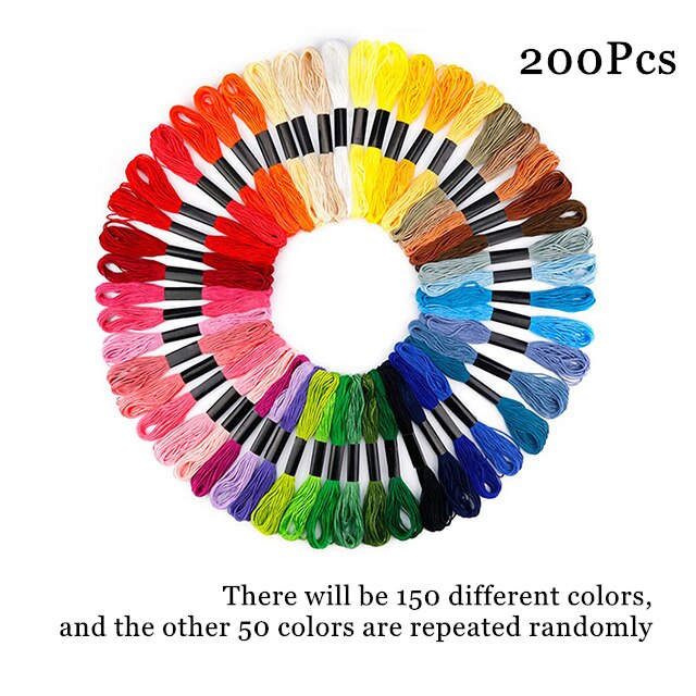 Multicolor Embroidery Thread Cross Stitch Floss Threads Cotton Sewing Skeins Skein Kit DIY Sewing Too 50/100/150/200/250pcs: 200pcs