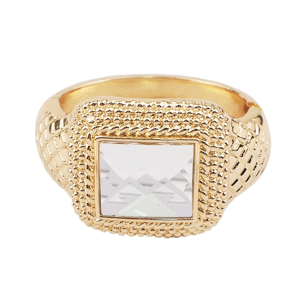 Metal Cuff Bangle For Women Gold Color Alloy Glass Big Bracelets Statement Indian Jewelry Accessories UKMOC: Default Title