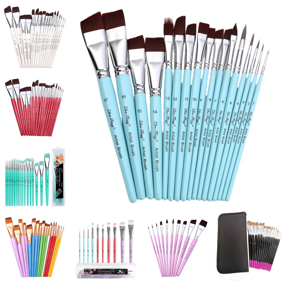 Malingsbørste multistørrelse skjønnhetssminkeverktøy ansiktsmaling verktøy festival karneval spesiell sminke