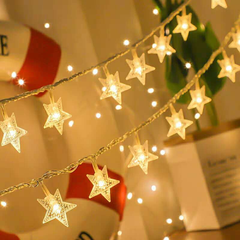 Guirnalda de luces LED de estrellas, guirnaldas parpadeantes alimentadas por batería, para Navidad, , boda, , decoración, 10/20/40 LED