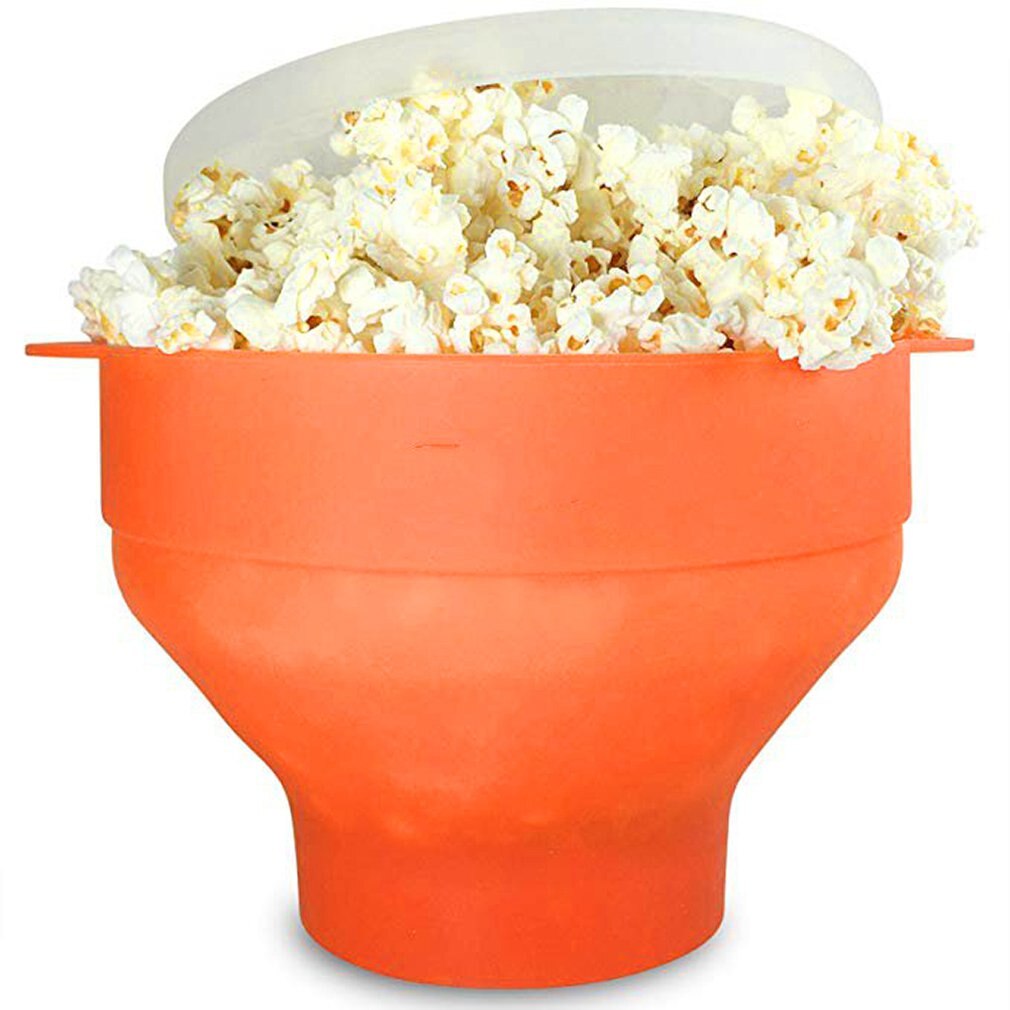 Silicone Popcorn Bowl Microwave Oven Folding Popcorn Bucket High Temperature Large With Lid Silicone Bucket Popcorn Bowl