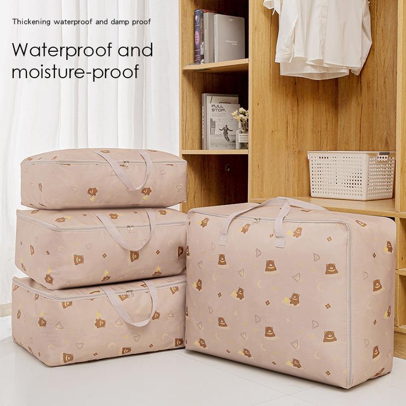 Thickened Quilt Storage Bag Durable Move House Organizer Handle Winter Clothing Storage Zipper Moisture-Proof Household Foldable