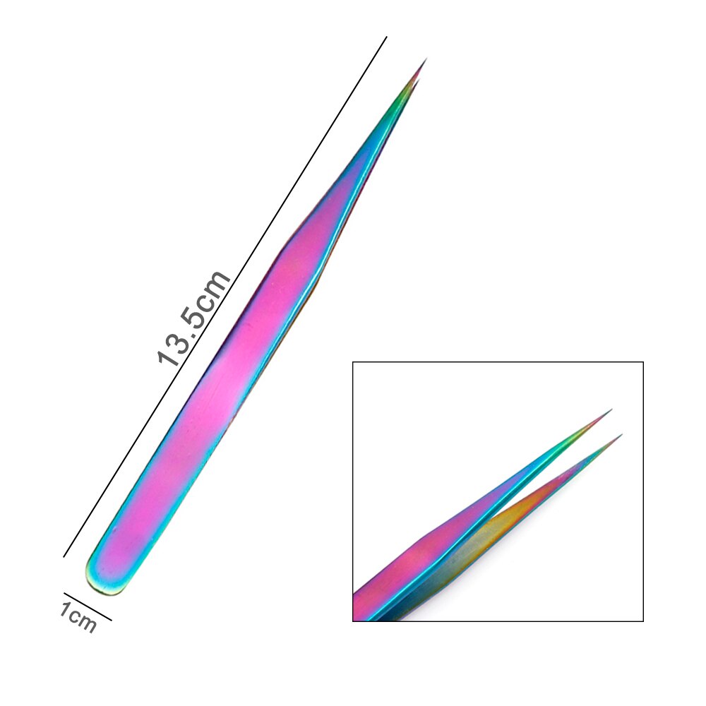 Lash Eyebrow Tweezers Eyelash Extension Colorful Nails Decor Picker Stainless Steel Superhard Tweezers Manicure Makeup Nail Tool: 1