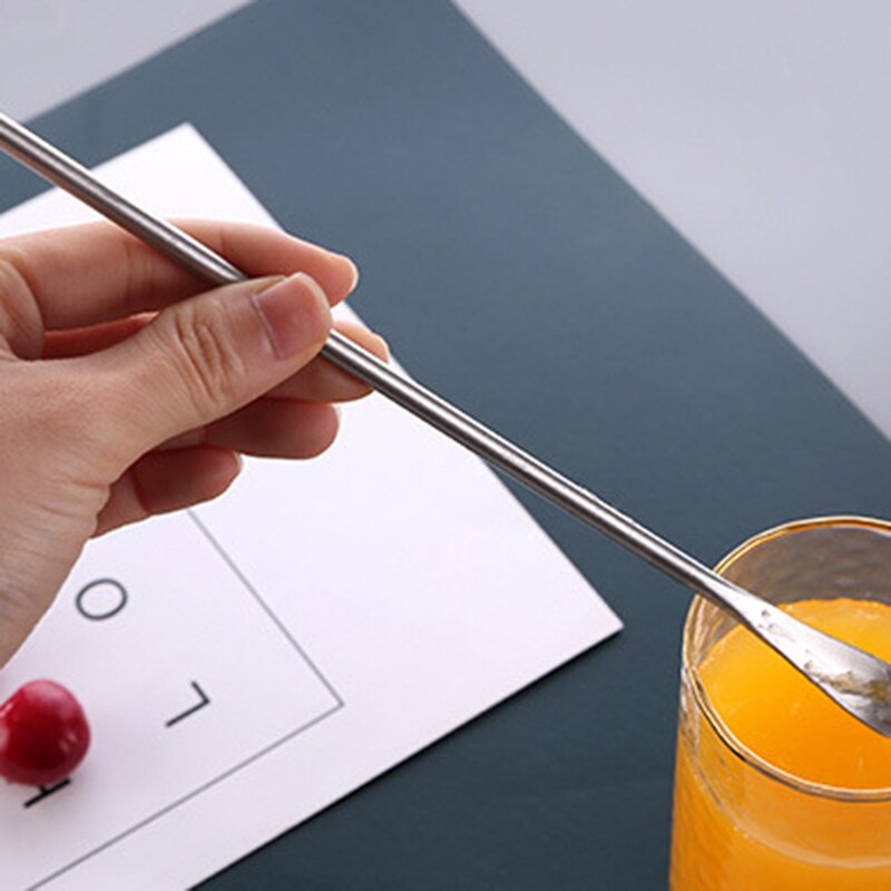 Newly Korean Style Long Handle Mixing Spoon 304 Stainless Steel Wine Coffee Stirring Spoon Stirring Rod TE889