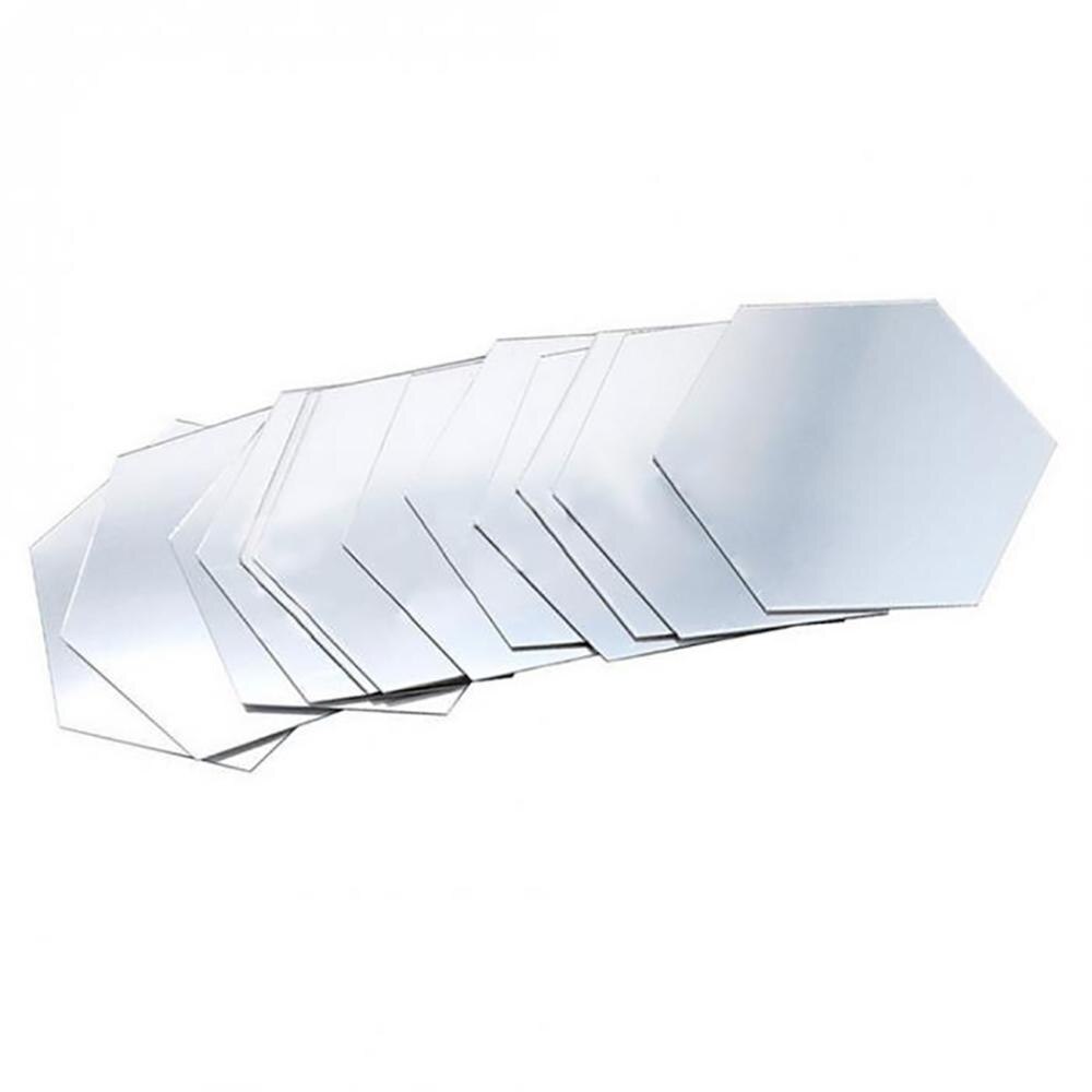 12/24 pièces 3D miroir Stickers muraux hexagone décor à la maison miroir autocollants Art mur décoration autocollants amovible salon décalcomanie: 12pcs Silver S