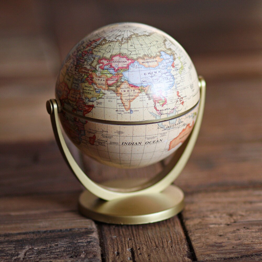 Retroversie wereldbol wereldkaarten draaiende wereldbol student woondecoratie studie bureaudecoratie accessoires