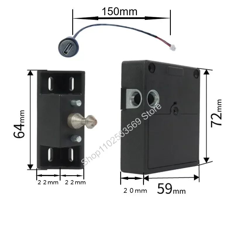 TTlock smart Dørlås - App, IC-kort, NFC, Klokke Opplåsynge - til Skuffe og Skap