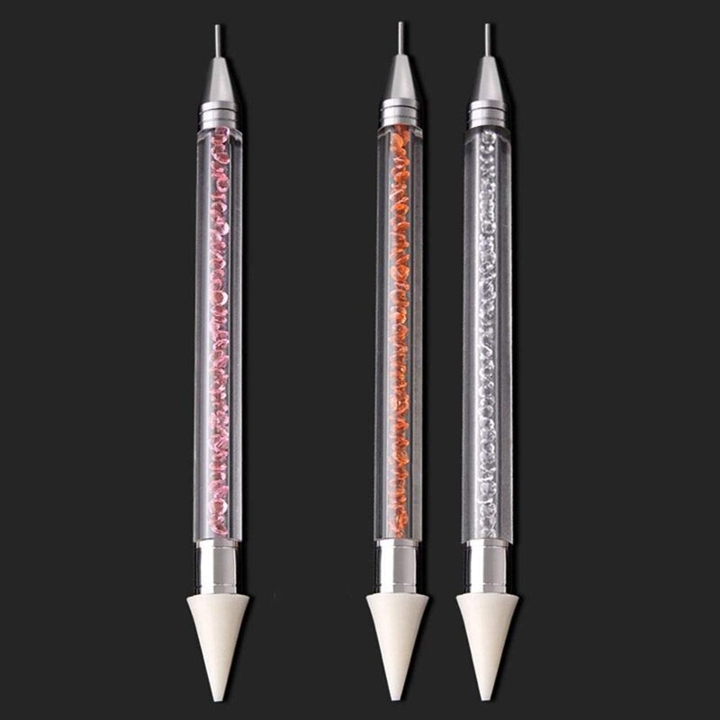 Puntjes Pen Voor Nagels, dual-Ended Rhinestone Studs Picker Wax Pencil Nail Art Tool Met Kristal Kralen Handvat Voor Nail Art Manicur
