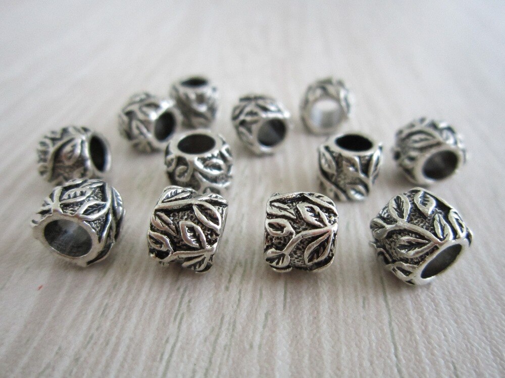 10 pcs-20 pcs blad stijl Tibetaans zilver haar vlecht dread dreadlock kralen ringen buis ca. 5mm gat voor haar accessoires