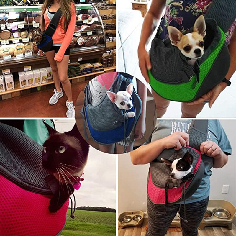 Bandolera de malla para perro y gato, bolso de hombro transpirable, cómodo, para cachorros y gatitos, Oxford