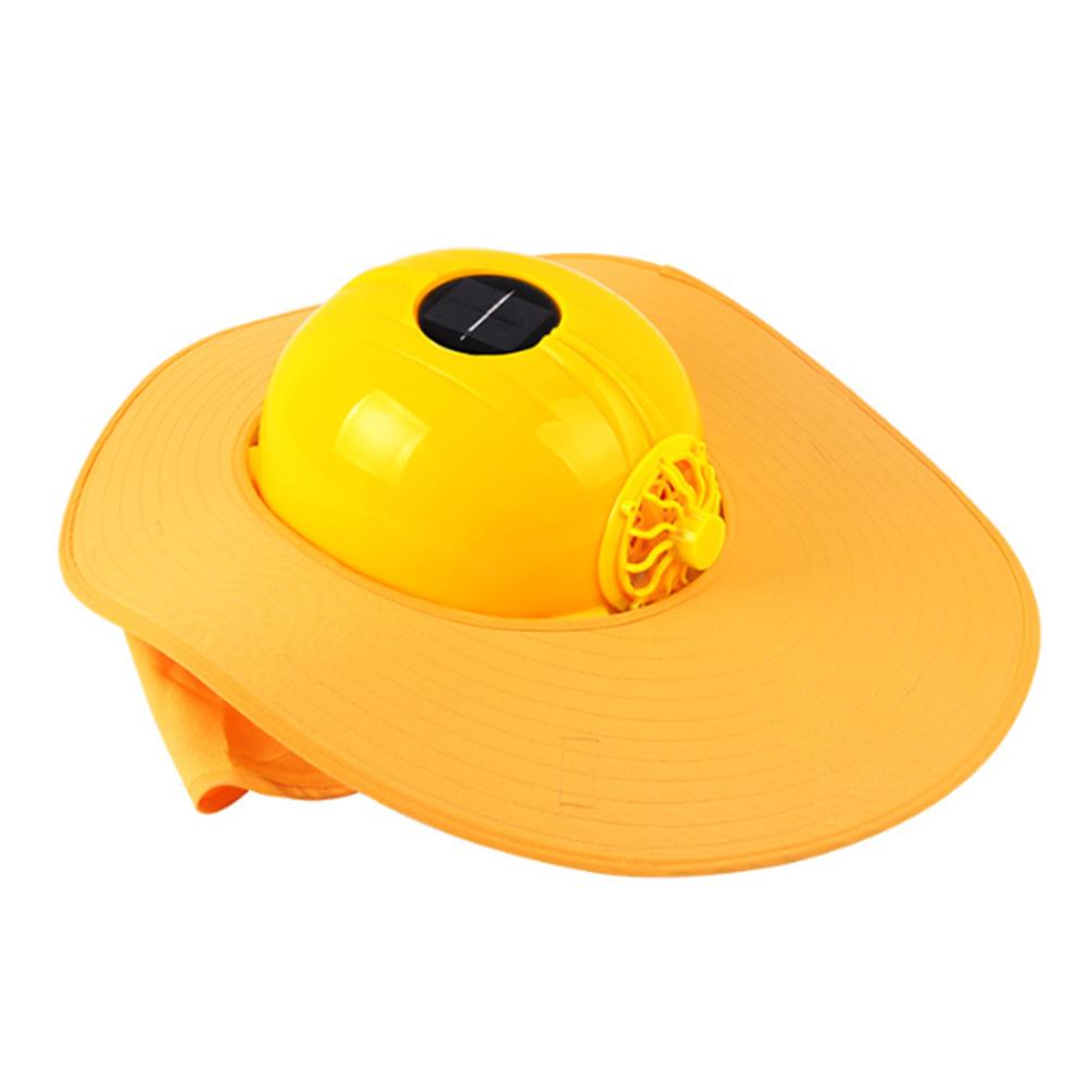Viseira solar do protetor solar do capacete da segurança do chapéu duro do fã com ventilador de refrigeração movido a energia solar para trabalhadores do saneamento, motoristas do veículo a motor: Yellow