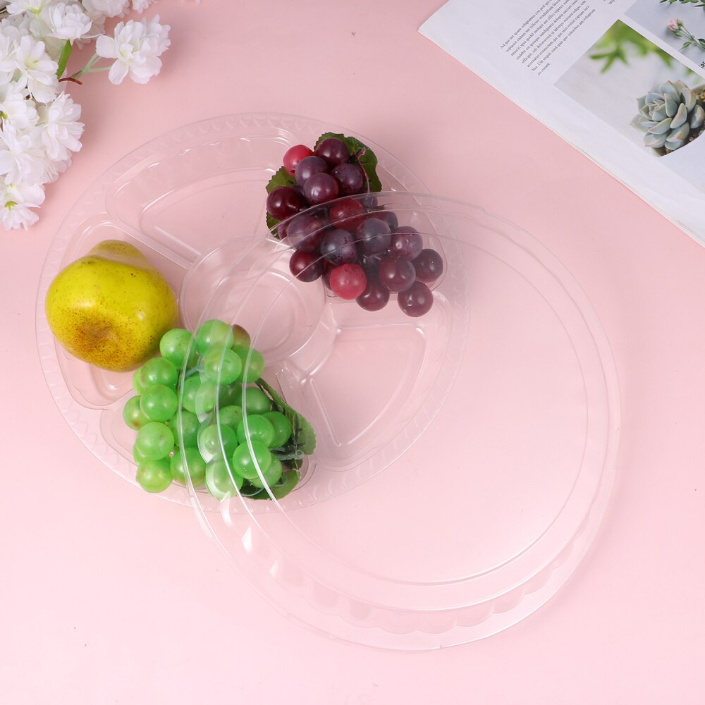 5 Sets 6-Grid Salade Afhalen Doos Dozen Met Cover Draagbare Fruit Case Voedsel Containers Voor Thuis Winkel (transparant)