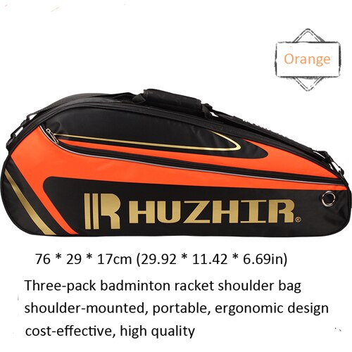 Dobbelt lynlås stor kapacitet sports squash racket taske single shouder træning tennis badminton sko opbevaring 1-3 racket rygsæk: Orange