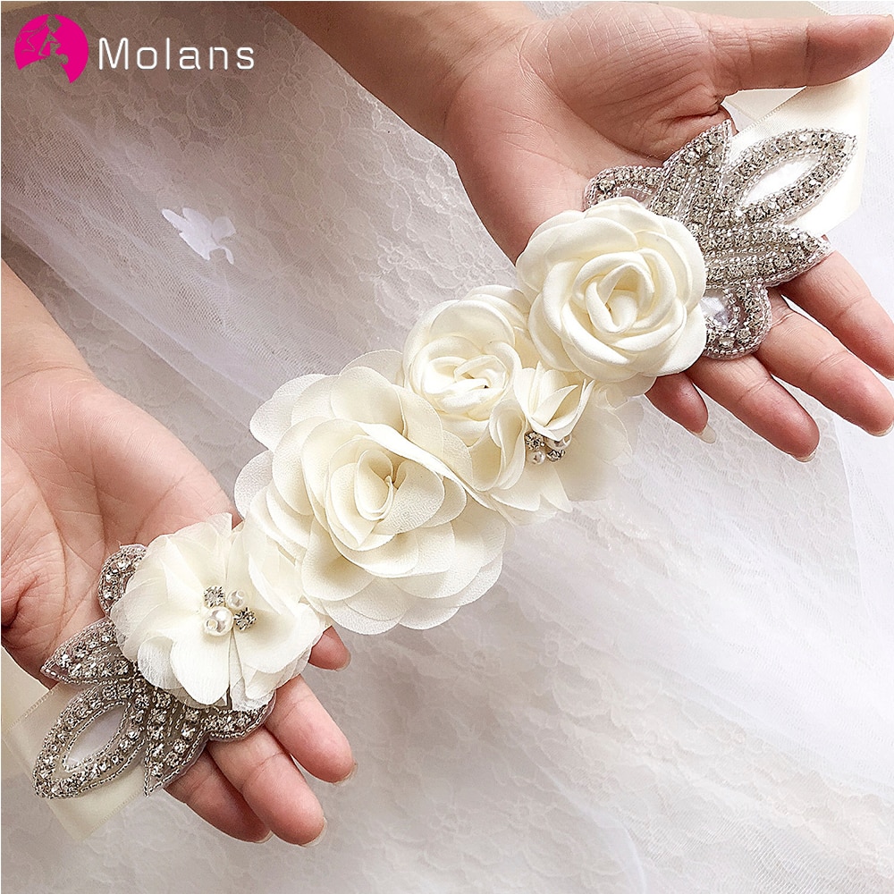MOLANS, perlas, vestido, cinturones, flores de Gasa sólido, faja nupcial, cinta hecha a mano con diamantes de imitación, banda para la cintura, accesorios de boda para novia