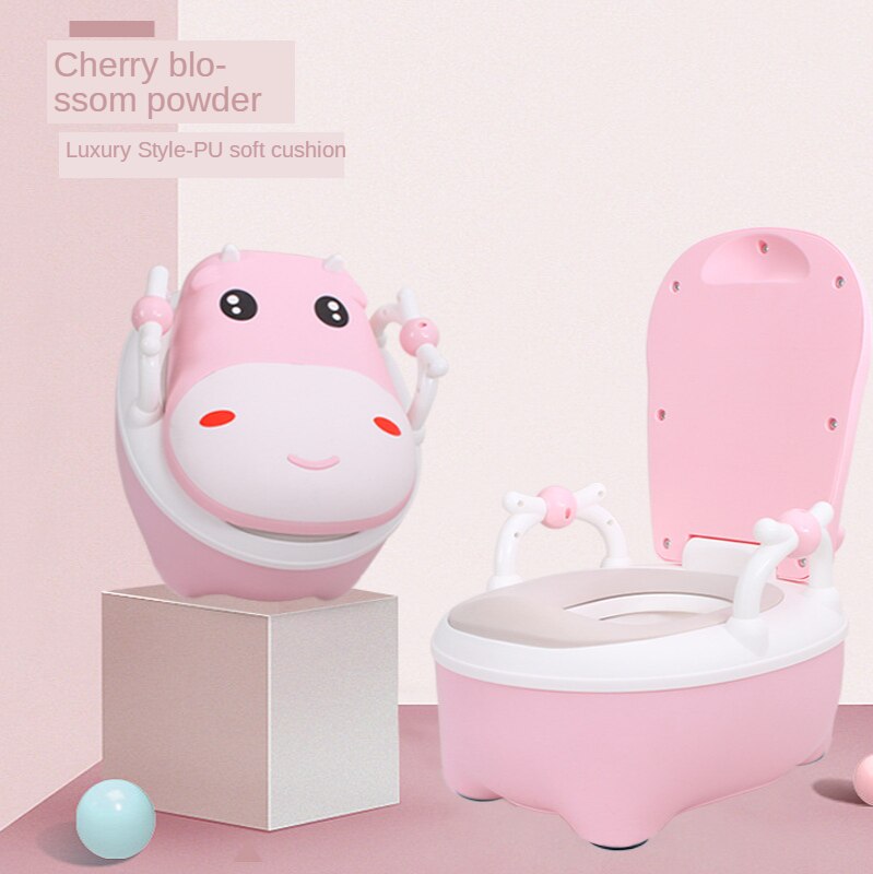 Extra stor tecknad barn toalett toalett baby potty bärbar baby toalett cowspotty träning havs toalett boal resekanna: Rosa