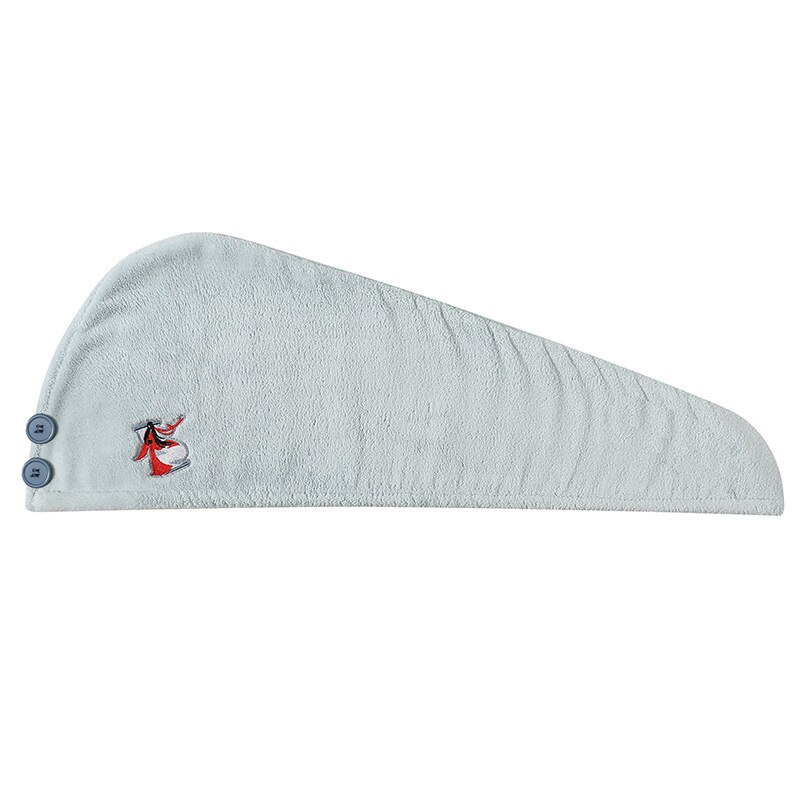 Coral Fleece Haar Drogen Handdoek Voor Lang Haar Snel Droog Hoed Cap Met Leuke Borduren Twist Hoofd Handdoek Met Knop 65*25Cm Hfing: Light blue