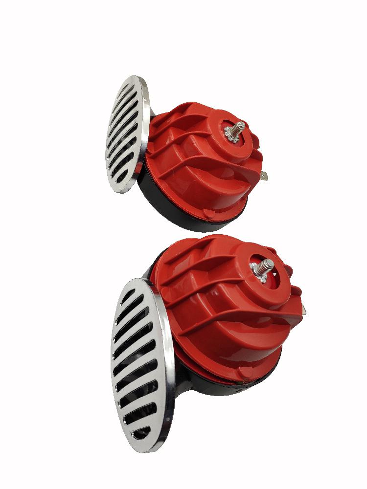 2 stuks universele slakkenhoornsirene met deksel, 12v/24v dubbele tonen elektrische autohoorns, luid alarmsysteem voor auto, boot, motorfiets