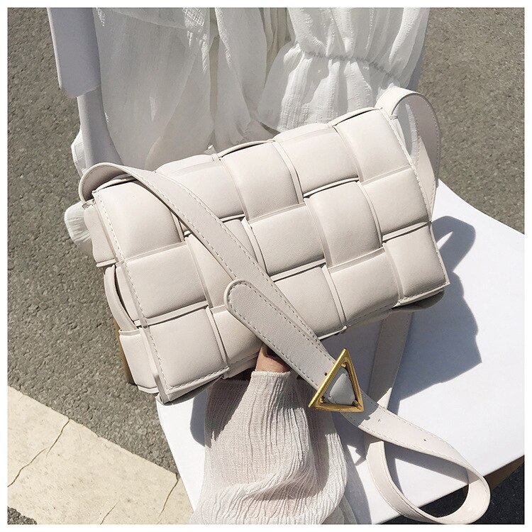 Mujer textura bolso Casual estilo bolso de mujer Popular de nueva salvaje tejido mensajero bolsa de Bolsa De Almohada cuadrada pequeña bolsa: Beige