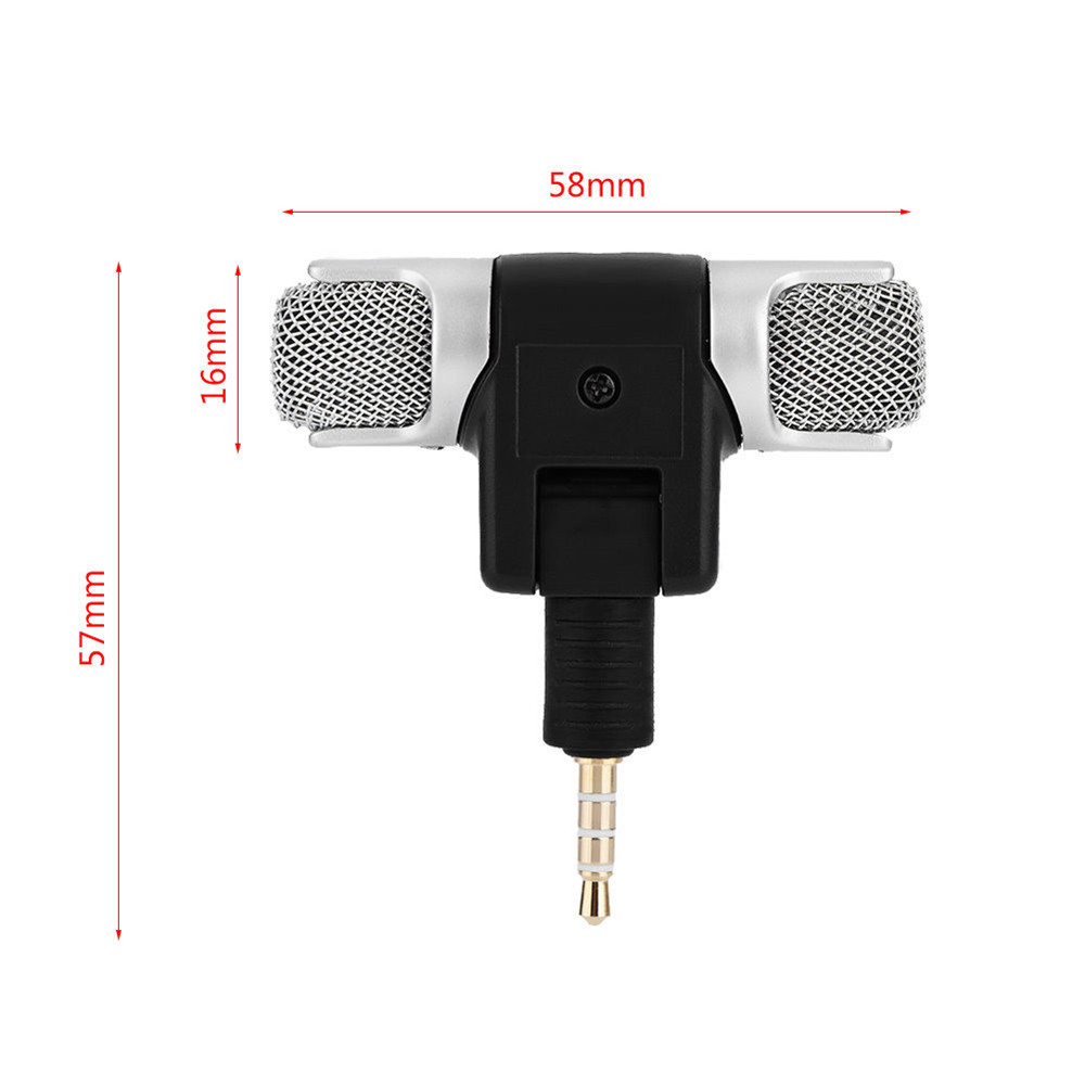 Portable Mini Microphone for Phone PC Laptop Stereo Recording Left and Right Channel Microphone Mic with 3.5mm Mini Jack