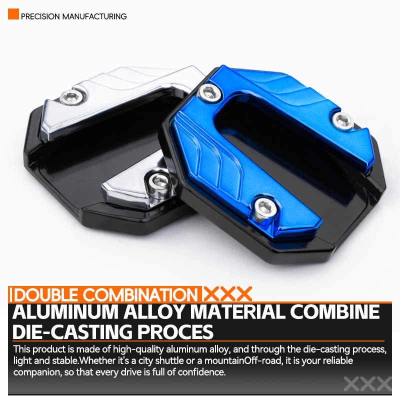 Universal motocicleta bicicleta kickstand extensor base pé suporte lateral extensão pé almofada suporte placa de estacionamento acessórios moto