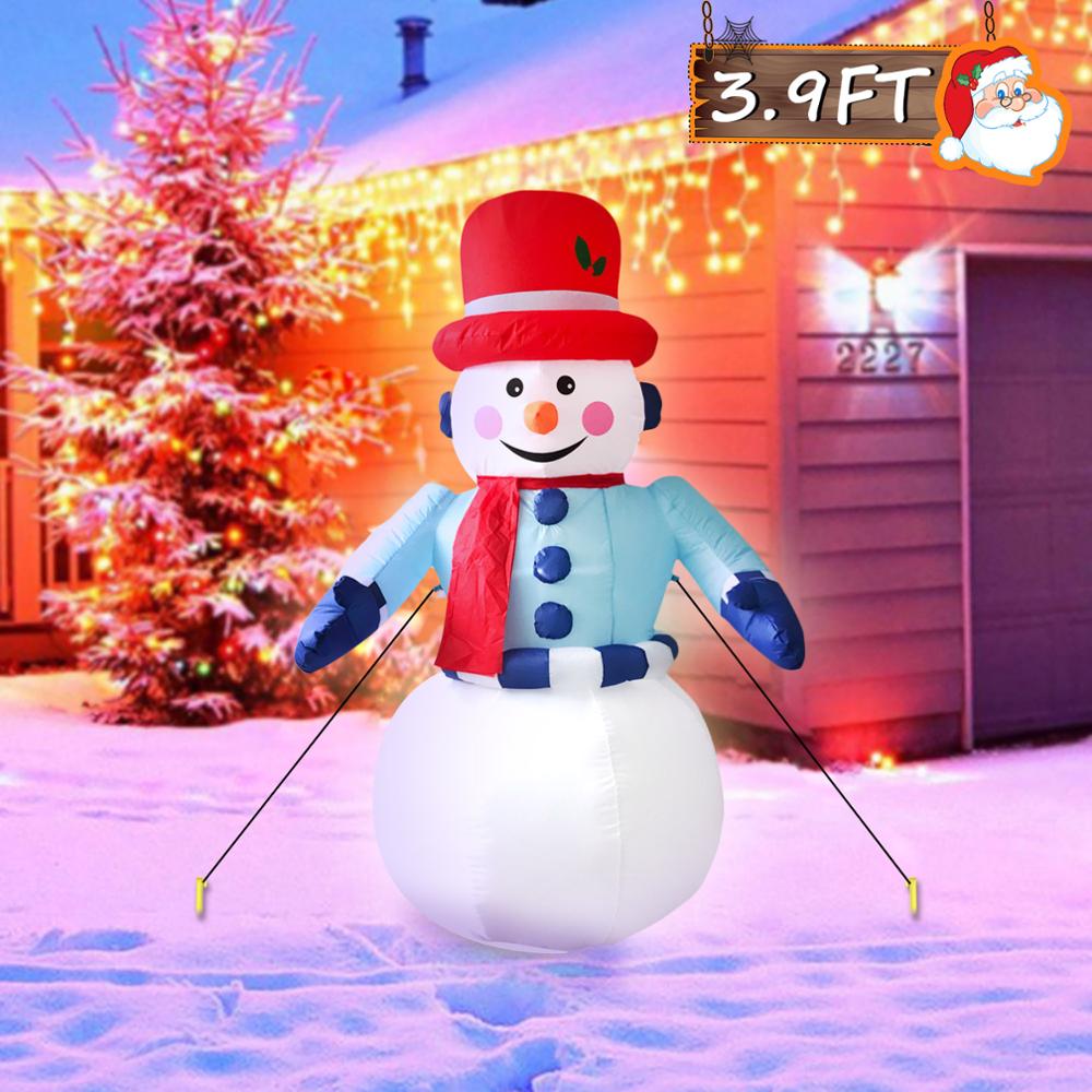 Christmas Decorations with LED Lights 1.5m Inflatable Snowman Blow Up for Home Yard Shopping Malls Xmas Party Decor EU Plug: 1.2m Snowman
