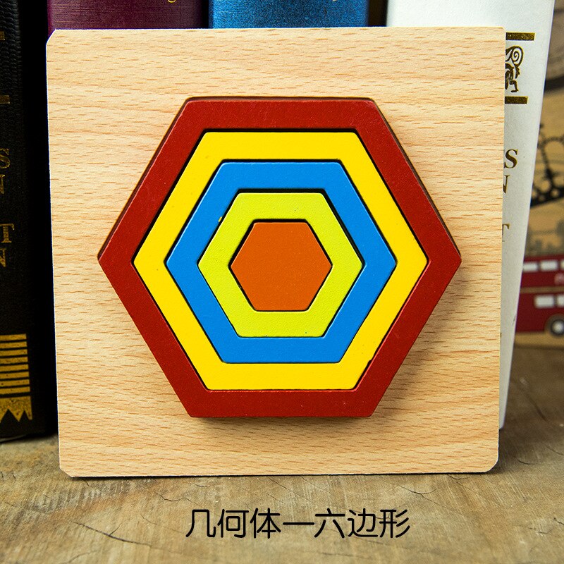 Forma Cognizione Bordo Bambini di Puzzle di Puzzle Giocattoli Di Legno Per Bambini Giocattolo Educativo Del Bambino Montessori Apprendimento Partita Giocattoli Dei Mattoni: hexagon