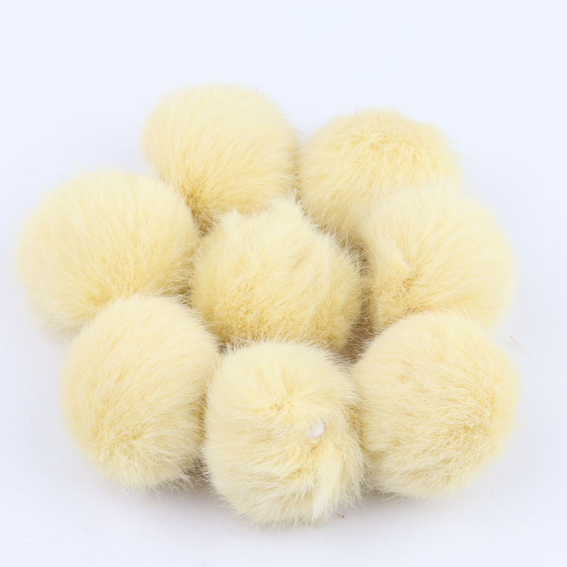 35mm/10 Uds. Bolas de piel de conejo pompón Artificial Multi color pompón DIY pompones manualidades para bolas de pelo Furball suministros de costura: light yellow