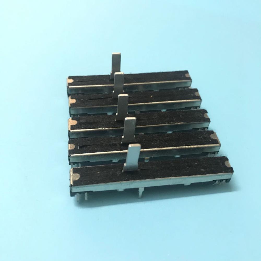 5PCS Electronic organ synthesizer Black 6 cm 6.5MM long double mixer fader potentiometer B50K B50KX2 15MMC