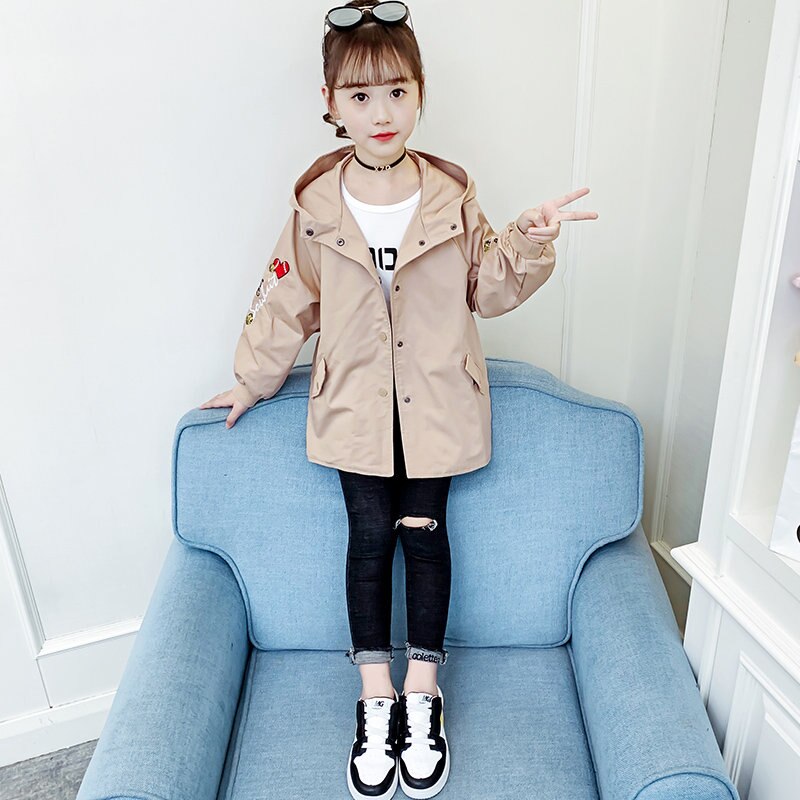 Tytöt trenssitakit teini tuulitakki syksy kirjonta takit lasten vaatteet lasten vaatteet kouluasut 8 10 12 vuotta