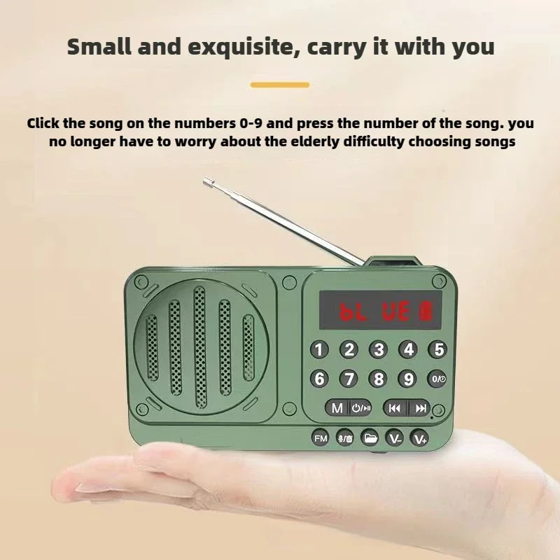 Radio FM portatile con altoparlante Bluetooth multifunzionale Inserimento scheda Radio Ricevitore Mini Am Fm Dab All Wave Digital Small