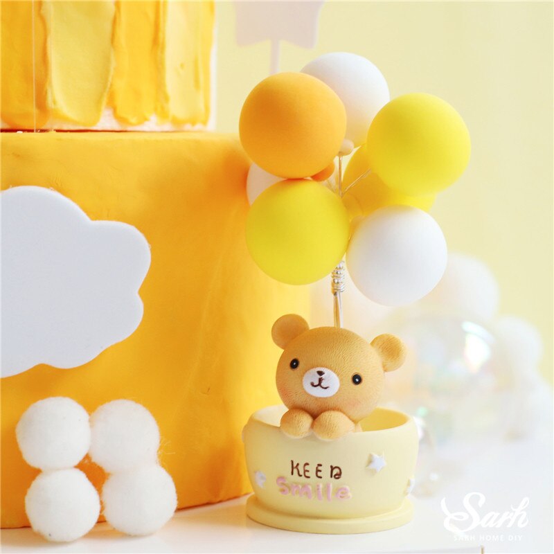 Lyserød gul måne bjørn kanindekoration tillykke med fødselsdagskage topper til børn kid bryllupsfest bagning forsyninger dejlige
