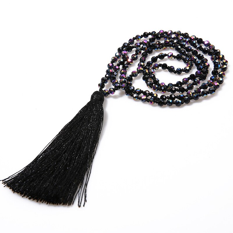 Boho Long Fringe Tassel Necklaces Women Glass Beads Crystal Statement Collar Bohemian Jewelry: 13