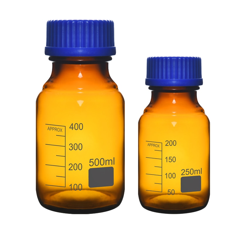 Blue Lid Brown Reagent Bottle 100-1000ml Chemical Reagent Bottle Laboratory Brown Scale Sealed Bottle