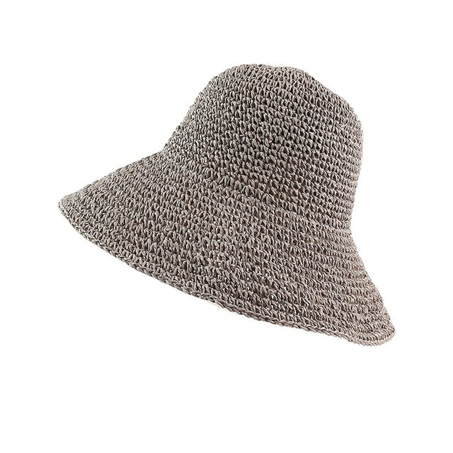 Verano gorros de Otoño de las mujeres planos Retro caídos tapa del borde hecho a mano sombrero de paja para dama al aire libre sol protección de playa sombrero de paja: 3