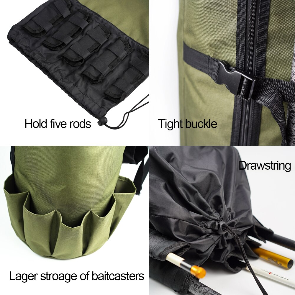 Sac de canne à pêche en tissu Oxford, pratique, confortable, doux et polyvalent, sac de rangement d'équipement de pêche avec grand espace de rangement, sac Durable