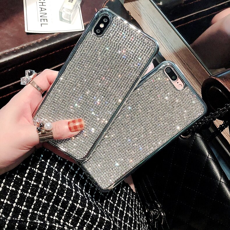YOACHEY Diamond Glitter Case voor iphone X XS MAX XR 7 8 6 6s Plus Zachte TPU Siliconen Terug cover Bling Strass Meisje Telefoon Gevallen