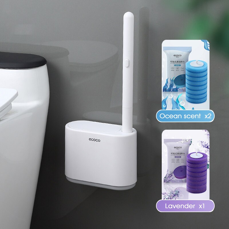 GESEW – ensemble de brosses de toilette jetables à montage mural 360, brosse de nettoyage sans angle mort, brosse de remplacement, tête de brosse, accessoires de salle de bains: Gray-2blue1purple