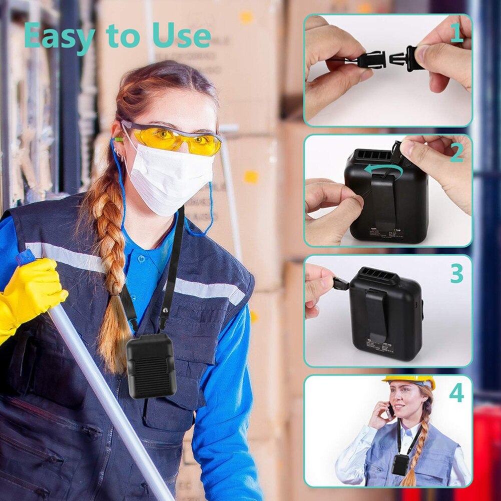 Taille Ventilator, draagbare Handsfree Usb Fan Zomer Draagbare Mini Usb 3 Versnellingen Opknoping Lanyard Clip Op Riem Air Cooling Fan