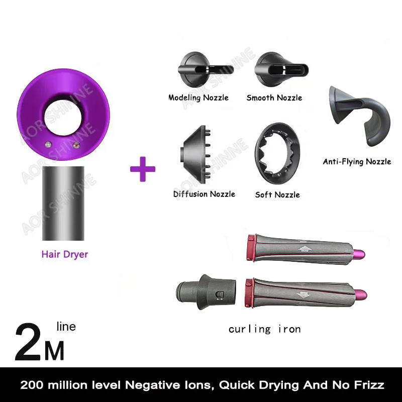 DS High Power Föhn Professionele krachtige haardroger Snelle snelle warme en koude aanpassing Ionische luchtföhn voor kapsalons: Bordeaux