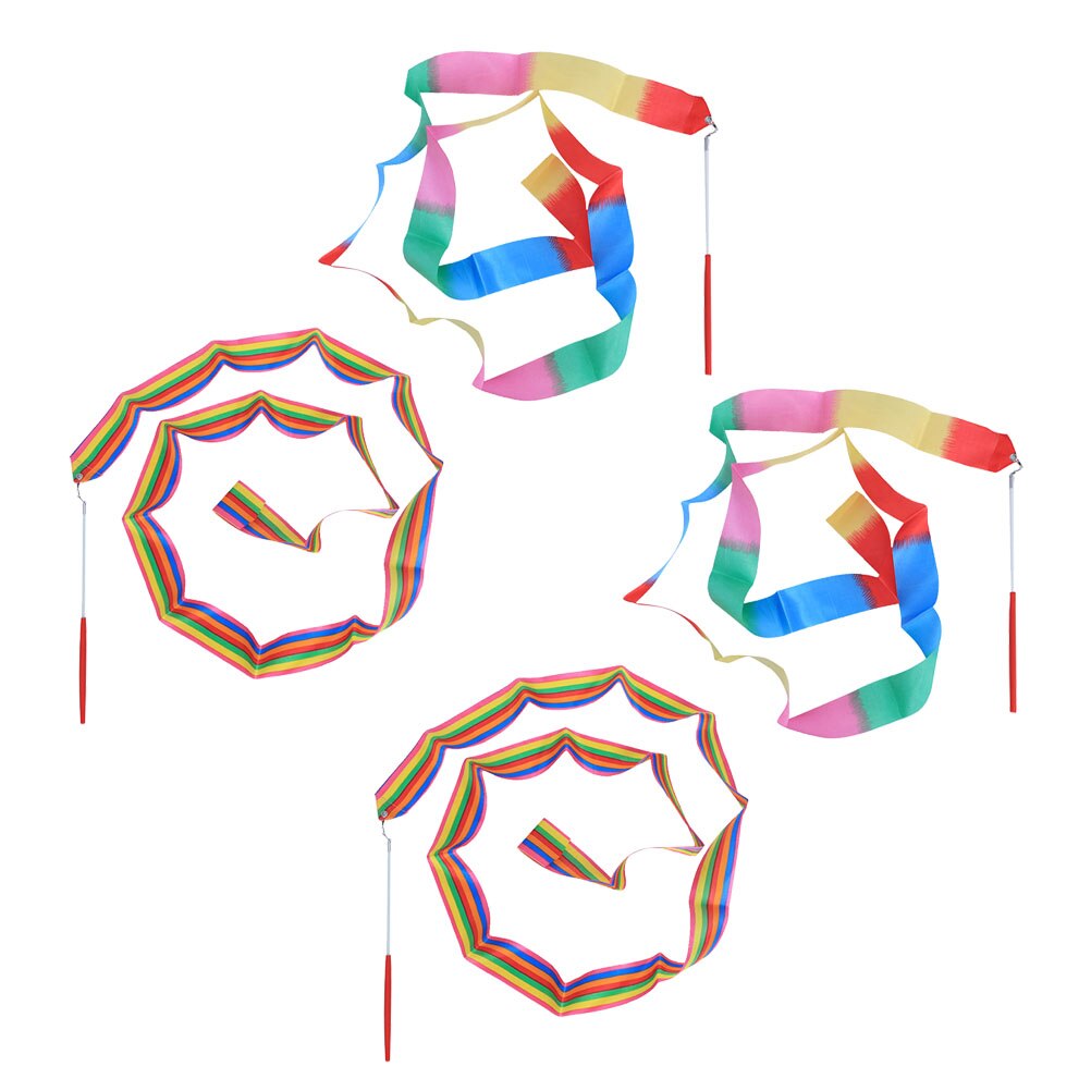 4pcs Colorful Baton Twirling Dance Ribbon Silk Ribbon Dancing Streamers for Kids