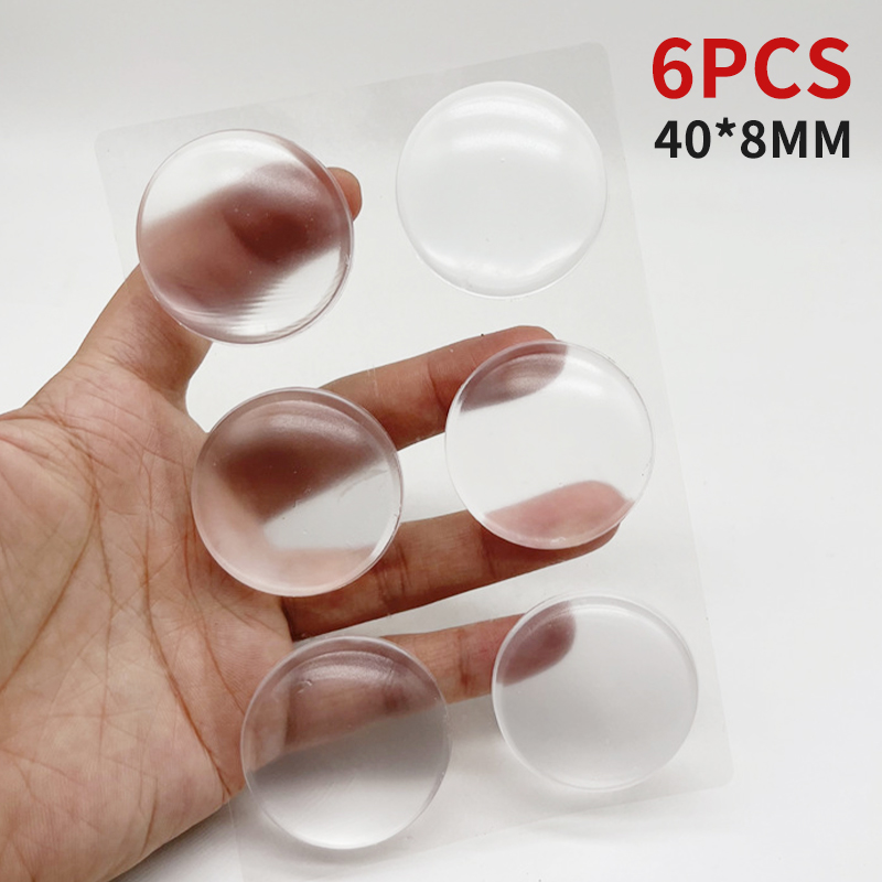 6 Stück Türgriff-Stoßstangenpolster, selbstklebend, transparent, Silikon, Wandschutz, Anti-Bump, waschbar, wiederverwendbar, runder Türstopper: WHITE