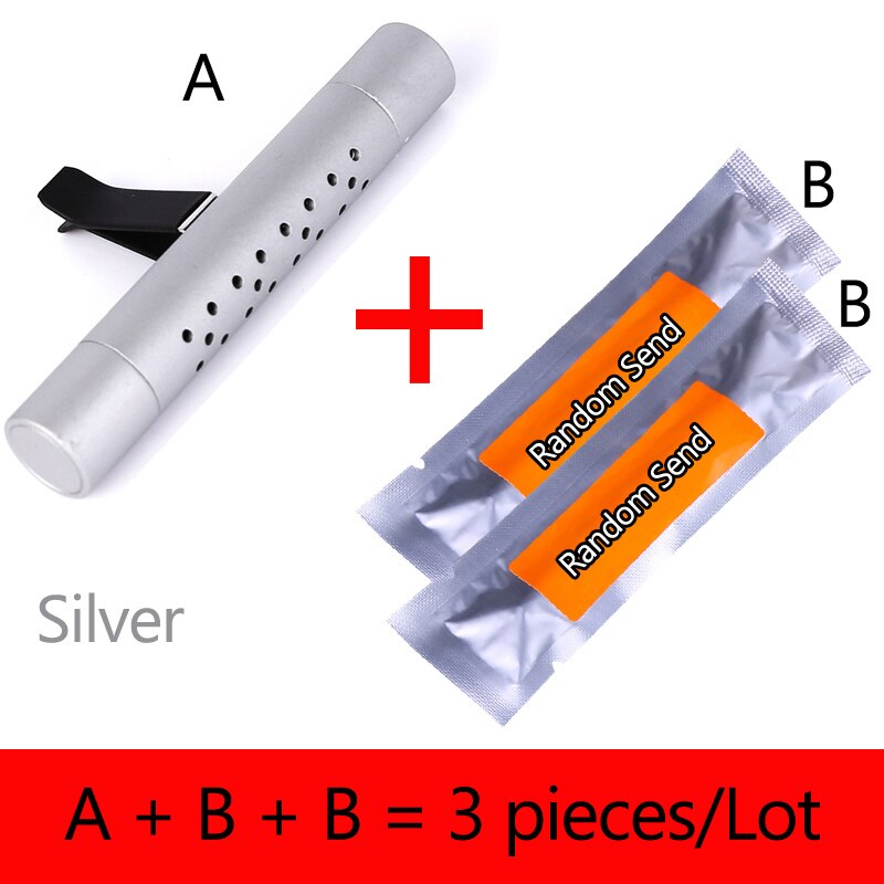 Bil luftfrisker lukt i bilen styling lufteventil parfyme aromapinner biluttak klimaanlegg lufteventil solide pinner parfyme: Sølv