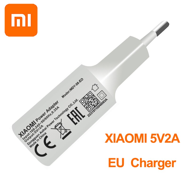 Originele Xiaomi 5V 2A Usb Charger Adapter Voor Xiaomi Mi 2 3 4 5 6 S F1 A1 A2 redmi K20 3 3 S 4 4A 4C 4X 4Pro 5 Note 3 4 5 6 7 Pro: White Charger Only